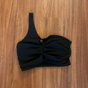 Black One-Shoulder Women's Top